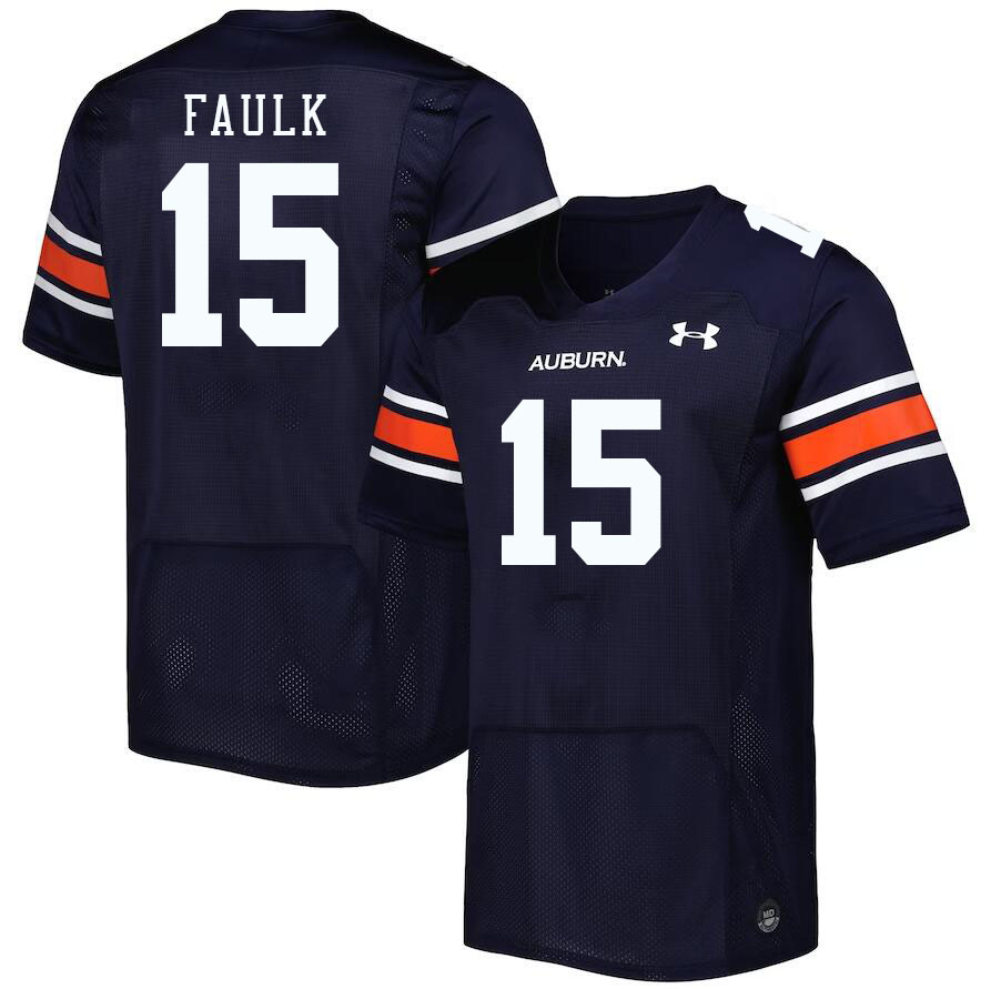 Men #15 Keldric Faulk Auburn Tigers College Football Jerseys Stitched-Navy
